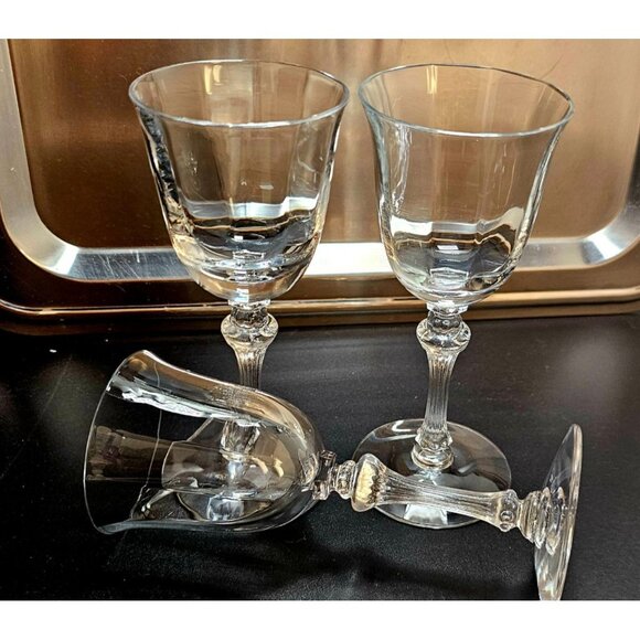 3 TiffinFranciscan Encanto Claret Wine Glasses 6.25" optic art nouveau cocktail - Picture 9 of 10